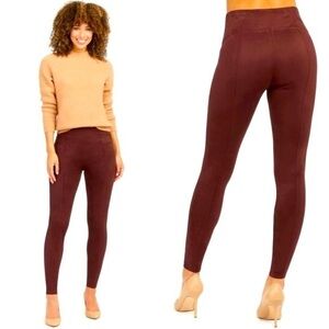EUC SPANX The Faux Suede Burgundy‎ Legging Pants S